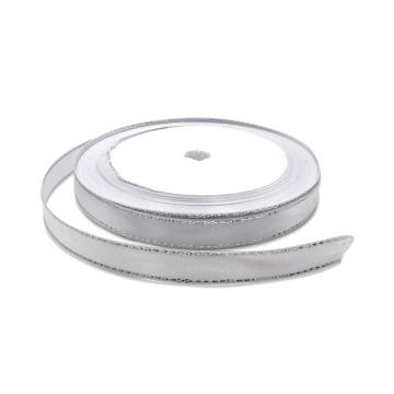 安赛瑞 金边丝带，涤纶，（宽×长）：1cm×22m，白色银边（5卷装，包），25116