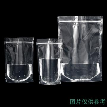 安赛瑞 透明自立袋 自封夹链包装袋储存运输密封袋16×24+4cm 50个 2A00582