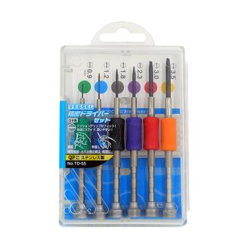 威威VESSEL 精密螺丝刀套装，6件套，TD-55，251381，钟表螺丝批 眼睛螺丝批