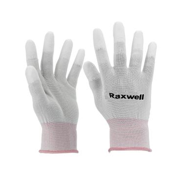 Raxwell 尼龙针织PU工作手套(指浸)，13针，L码，RW2446，10副/包