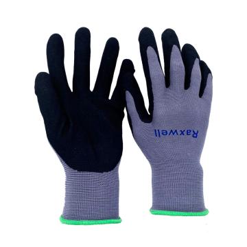 Raxwell 15针尼龙针织丁腈超细发泡手套，掌浸，M码，12副/袋，RW2457