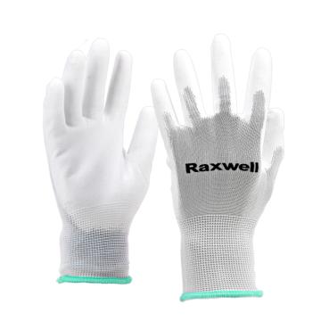 Raxwell 涤纶针织PU工作手套(掌浸)，13针，M码，RW2433，10副/包