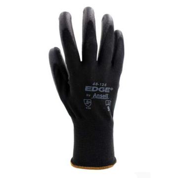 安思尔Ansell PU涂层手套，48126080，黑色涤纶PU掌部涂层手套