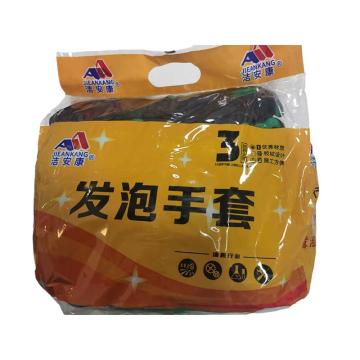 洁安康 乳胶手套发泡王透气王 绿纱黑发泡王，12双/打 均码