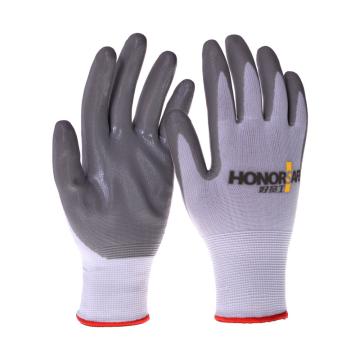 好员工 13针涤纶丝丁腈涂掌手套，灰色，N303
