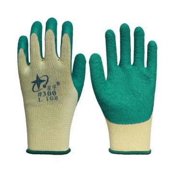 星宇 乳胶涂层手套，L108-黄绿，乳胶皱纹涂层手套