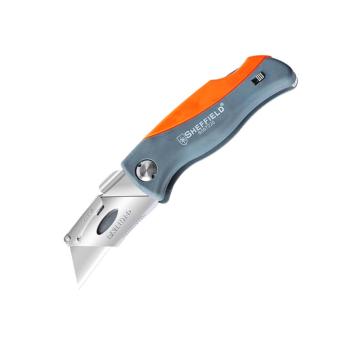 钢盾SHEFFIELD 折叠刀，双色柄可储刀片式，S067220