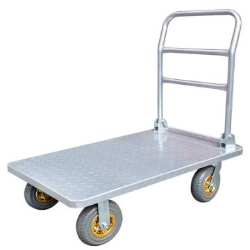 Raxwell 重型钢板推车，最大载重500kg，静音工业轮，花纹板，1000mm*600mm，银色，RHMC0218