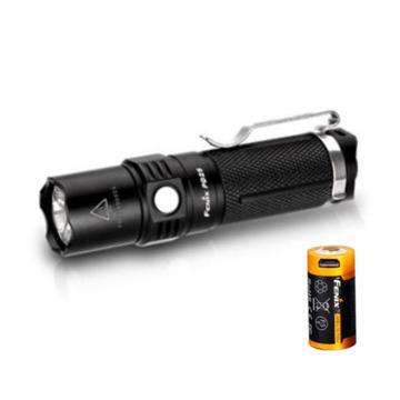 Fenix 强光防水LED手电筒 PD25 XP-L V5黑色含1节16340直充USB接口锂电池抱夹(售完即止)，单位：个
