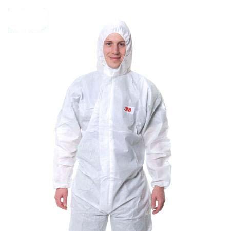 3M 欧标5级防化服，4515-XL，白色带帽连体防护服