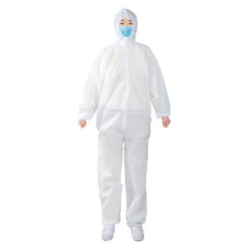 鸣固 白色连体全身拉链式畜牧养殖隔离衣，一次性无纺布防护服，均码