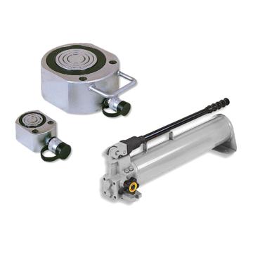 MAGTA玛吉塔 扁平式油缸套装，50T，扬程16mm，最低高66mm，含手动泵油管和接头压力表表座，43064-T