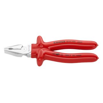 凯尼派克 Knipex 绝缘省力型钢丝钳，200mm浸塑绝缘手柄，02 07 200