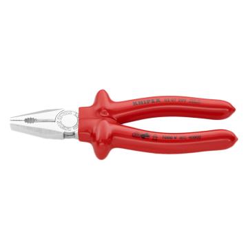 凯尼派克 Knipex 绝缘通用型钢丝钳，200mm浸塑绝缘手柄，03 07 200
