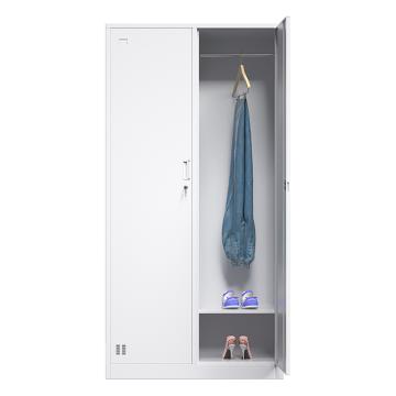 Raxwell 两门更衣柜，900宽*500深*1800高 灰白色 0.7mm厚度