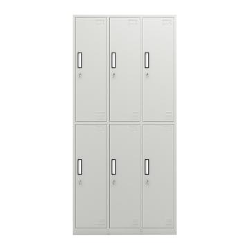 Raxwell 六门更衣柜，900宽*420深*1800高 灰白色 钢板厚度为0.7mm