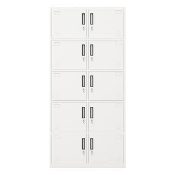 左右十门更衣柜，900宽*390深*1850高，灰白色，钢板厚度为0.8mm