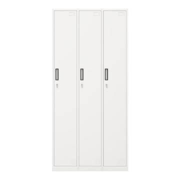 三门更衣柜，900宽*500深*1800高，灰白色，钢板厚度为0.7mm