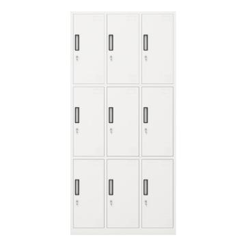九门更衣柜，900宽*420深*1850高，灰白色，钢板厚度为0.8mm