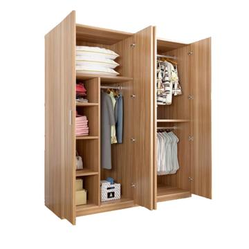 臻远 4门木质衣柜，胡桃色50cm深 1400*500*1800