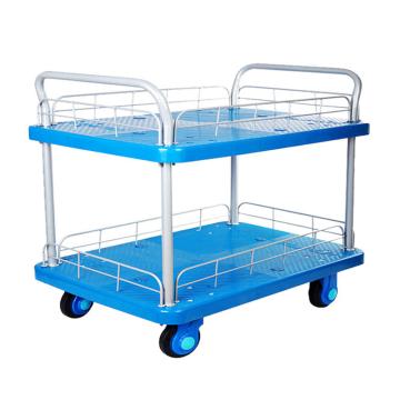 连和 超静轮双层双扶手带护栏手推车，超静轮 150KG，PLA150-T2-HL2-D