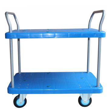 连和 全静轮二层双扶手车板式手推车，铁支架轮 300kg 台面910*600mm，PLA300Y-T2-D