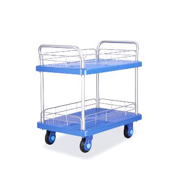 连和 超静轮双层双扶手带护栏手推车，超静轮 300KG，PLA300-T2-HL2-D