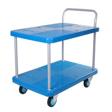 连和 全静轮双层单扶手车板式手推车，铁支架轮 300KG，PLA300Y-T2