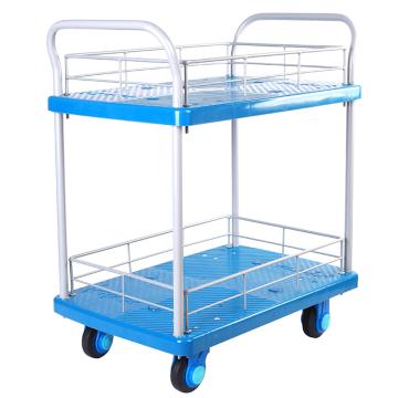连和 超静轮二层带护栏手推车，双扶手 730X490mm 150kg，PLA150C-T2-HL2--D