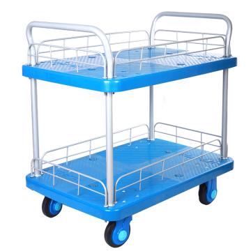 连和 超静轮二层带护栏手推车，双扶手 910X600mm 300kg，PLA300C-T2-HL2-D