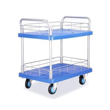 连和 全静轮双层双扶手带护栏手推车，铁支架轮150KG，带刹车，PLA150SY-T2-HL2-D