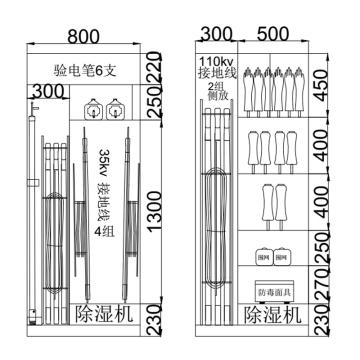 华泰 电力电气安全柜套装1智能除湿 2000*800*450板厚1mm，2个柜子，见图纸，柜子中不含清单产品