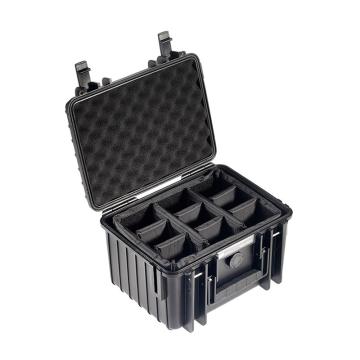 倍威B&W 安全工具箱 手提设备箱IPx67防水防尘 底部间隔， 黑色，250x175x155，Type 2000/B/RPD