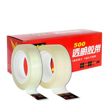 3M Scotch? 透明胶带，500 3/4' 15M透明胶带 18MM*15M ，单位：盒，8卷/盒