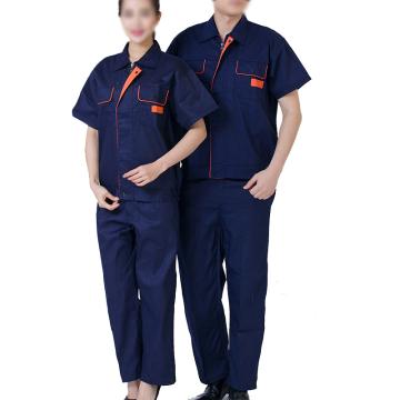 安赛瑞 春夏短袖劳保工作服套装，夏季透气涤棉劳保服 加厚半袖劳保服夏装 深蓝色 L，11294