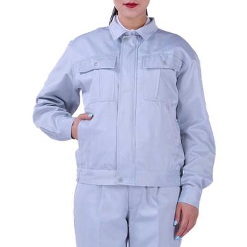 安赛瑞 防静电长袖工作服 薄款透气吸汗厂服上衣，浅灰 L码，300630