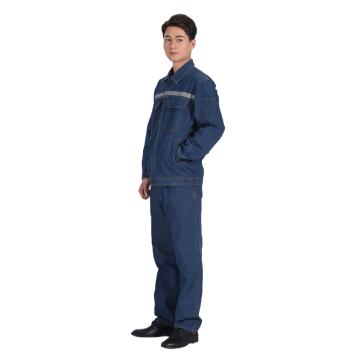 沽衣邦 全棉牛仔分体工作服带反光条，185