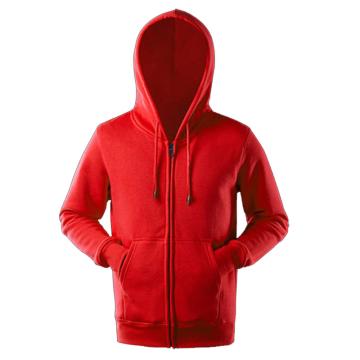 西域推荐 带帽拉链卫衣，涤棉，大红色，2XL（同系列10件起订）