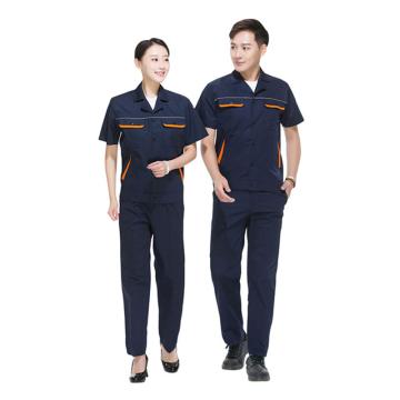 雅姿坊 CVC分身夹克式工作服夏季款短袖套装，同型号20套起订，180