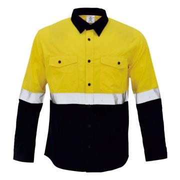 安大叔 警示反光夏季衬衫，黄色拼深蓝，3XL，JJ-G396-1