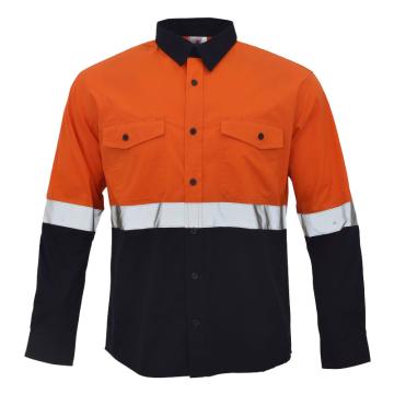 安大叔 警示反光夏季衬衫，桔色拼深蓝，4XL，JJ-G396