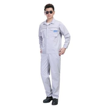 笙谷 全棉长袖多色工作服套装，浅灰色，XGC-5-S