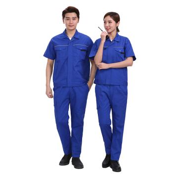 笙谷 全棉短袖多色工作服套装，蓝色，XGF5-S