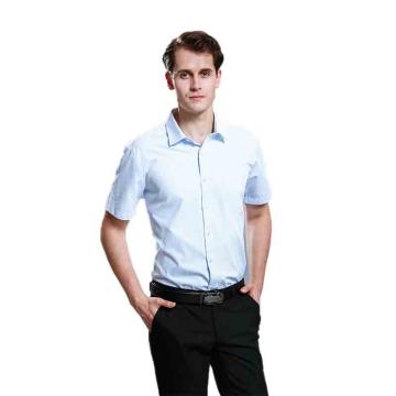 笙谷 男士浅蓝色涤棉短袖商务衬衫，XGGD104-42