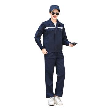 笙谷 全棉厚纱卡春秋工作服藏蓝色，XGPD032-XL