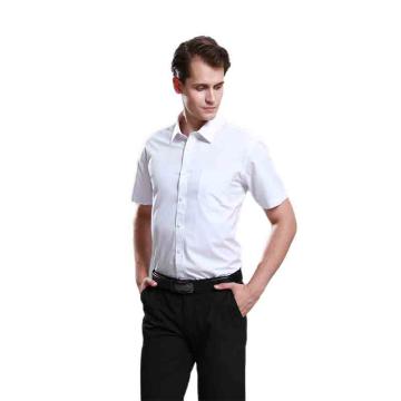 笙谷 男士白色100%棉液氨免烫短袖商务衬衫，XGGD1001-44