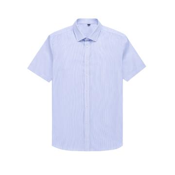 笙谷 男士白底蓝条100%棉成衣免烫短袖商务衬衫，XGSJND2003-39