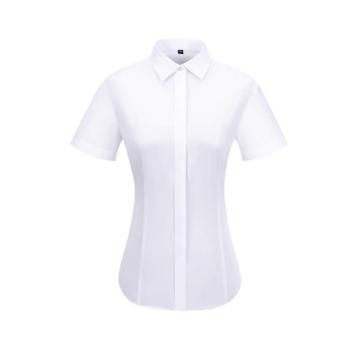 笙谷 女士白色100%棉成衣免烫短袖商务衬衫，XGSJVF2001-35