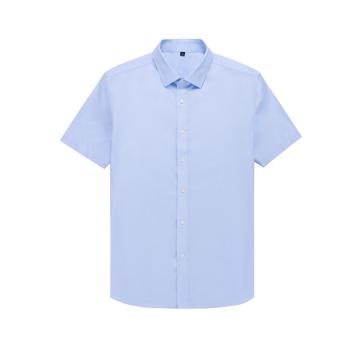 笙谷 男士米通浅蓝100%棉成衣免烫短袖商务衬衫，XGSJND2007-39