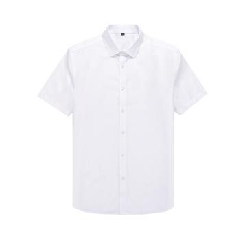 笙谷 男士白细斜100%棉100支双股成衣免烫短袖商务衬衫，XGSJND2031-44